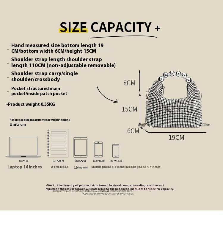 Shiny Rhinestone Clutch Chain Dinner Bag