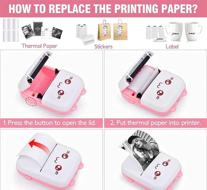 Portable Mini Pocket Printer – Bluetooth Thermal Printer | طابعة جيب صغيرة محمولة – طابعة حرارية بتقنية البلوتوث